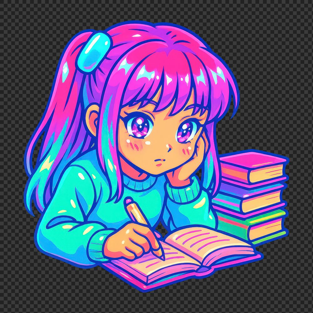 Cute Pixel Girl Book Face PNG Images | Free Photos, PNG Stickers ...
