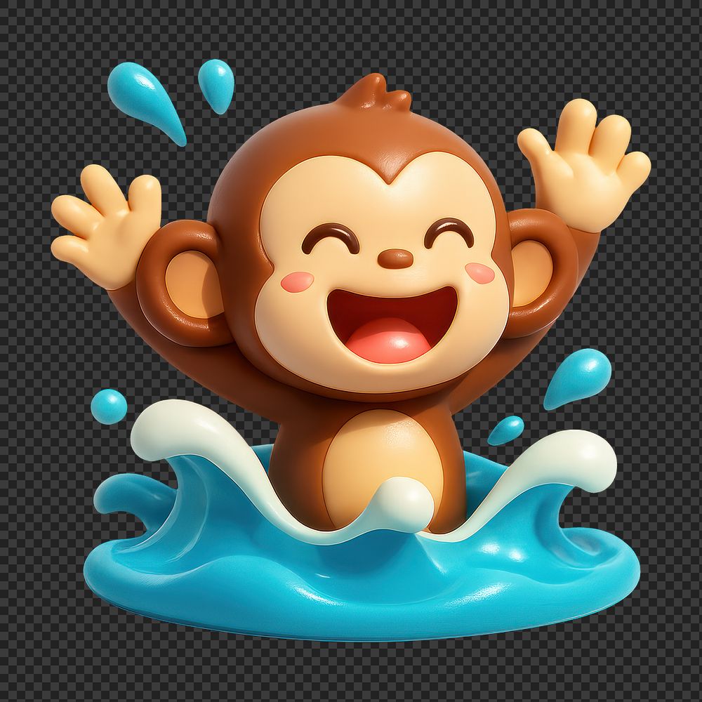 PNG Joyful monkey splashing water | Free PNG - rawpixel