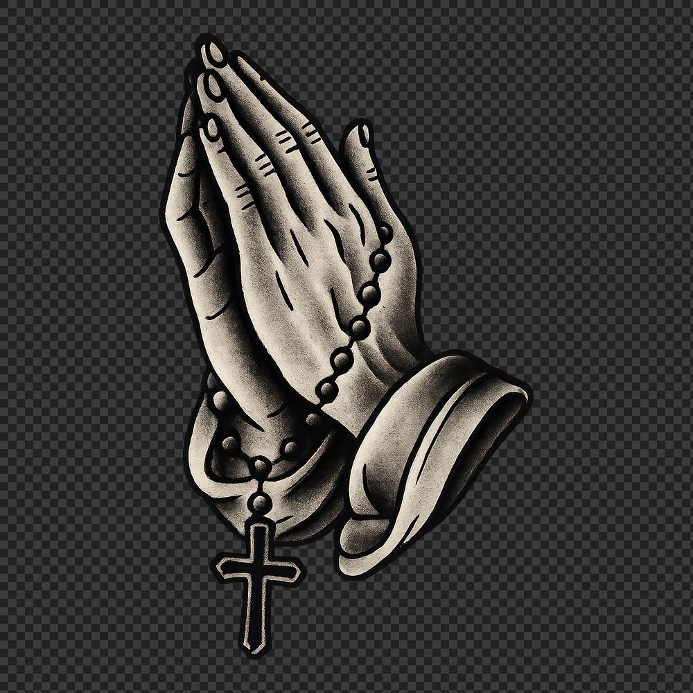 PNG Praying hands rosary tattoo | Free PNG - rawpixel