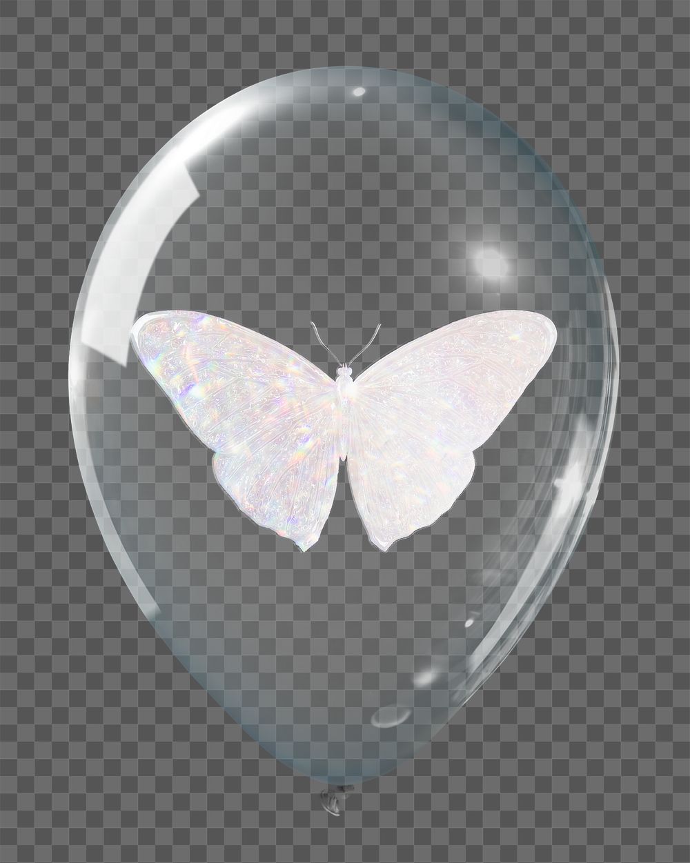 Aesthetic butterfly png sticker, animal in clear balloon, transparent background