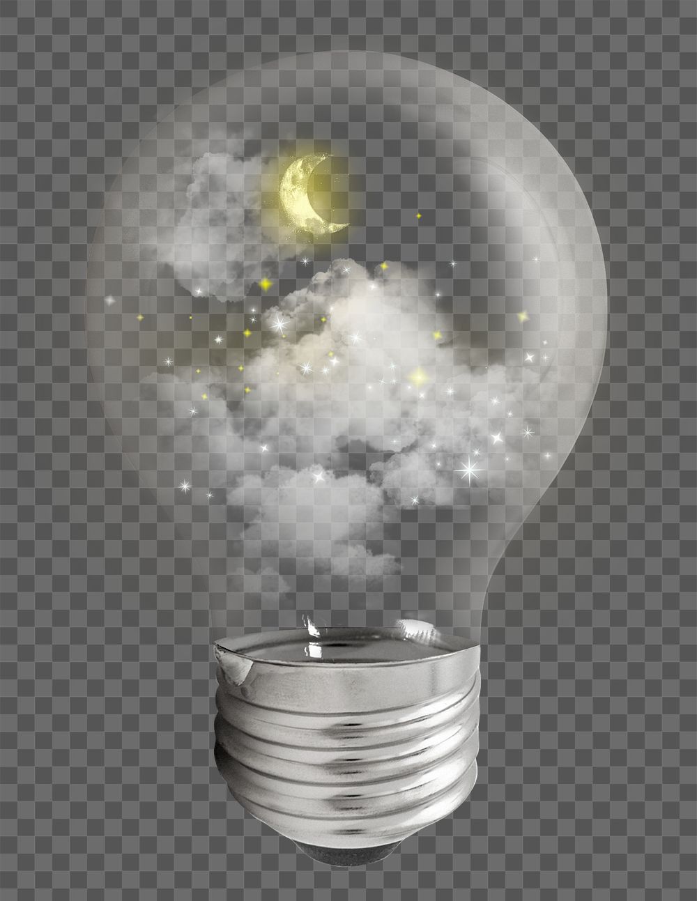 Aesthetic night  png sky sticker, light bulb weather collage on transparent background