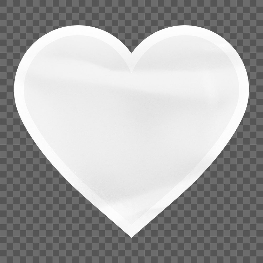 PNG blank heart shape sticker, white Valentine's collage element, transparent background