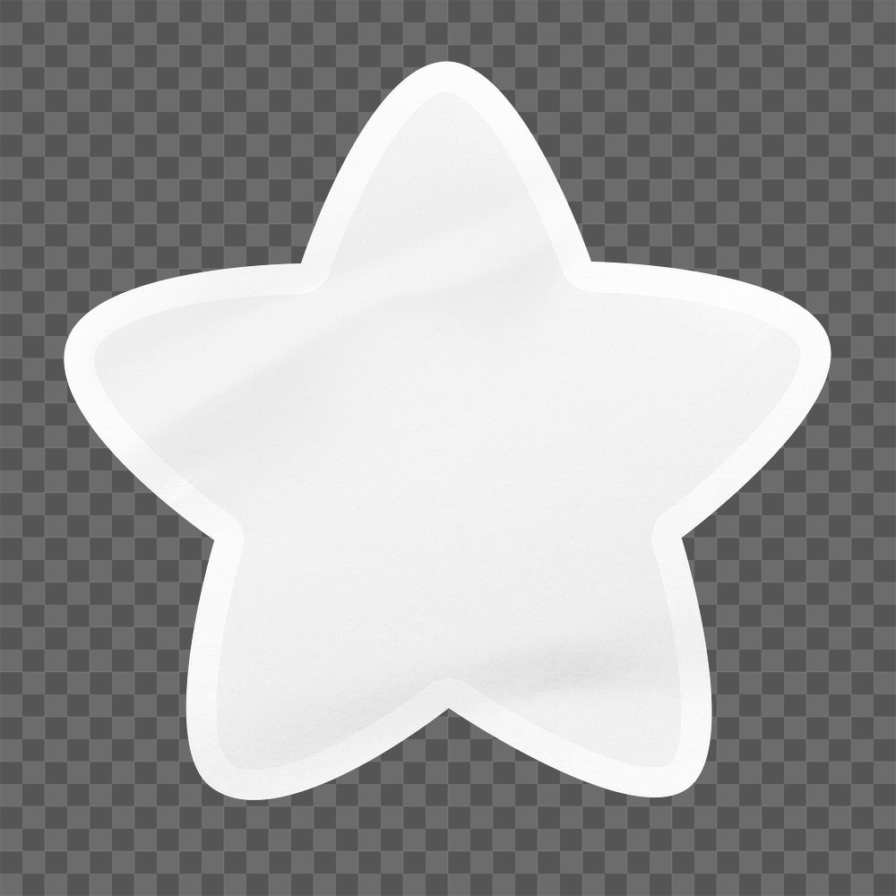 PNG blank star shape sticker, off white collage element, transparent background
