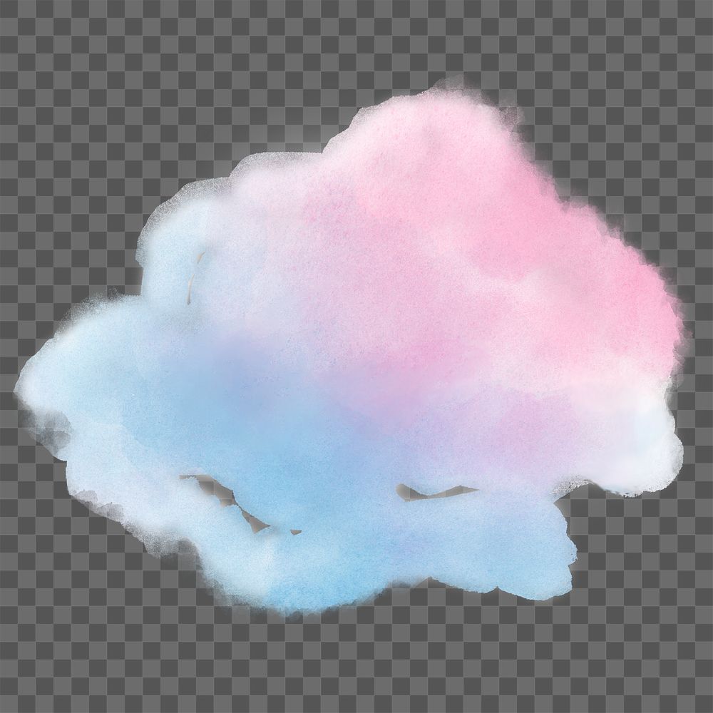 Aesthetic cloud png sticker, watercolor design in transparent background