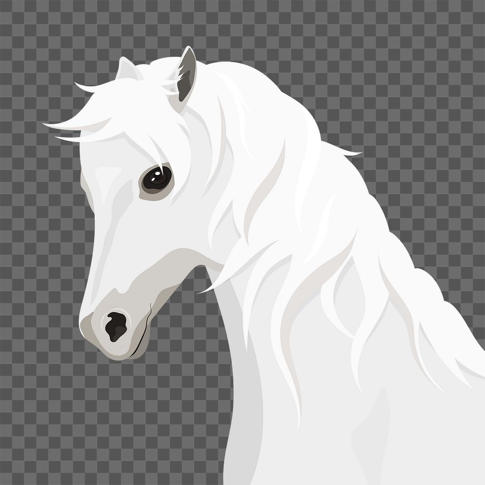 PNG white horse face illustration sticker, transparent background