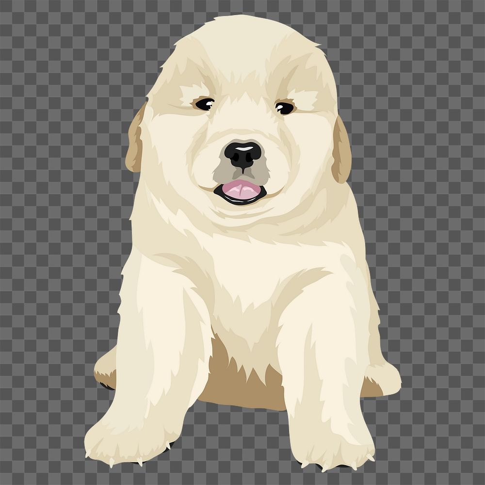 PNG puppy sticker, golden retriever baby dog illustration, transparent background