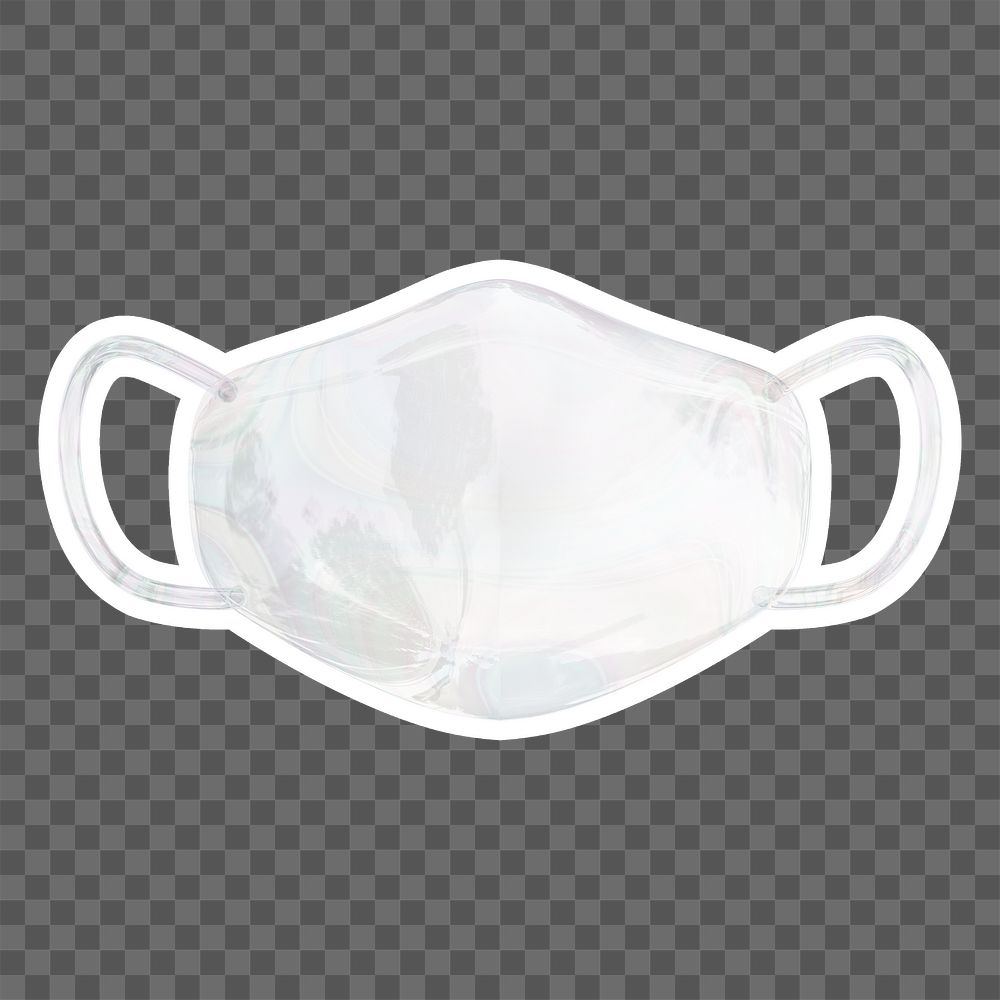 Face mask  png sticker, crystal glass, transparent background