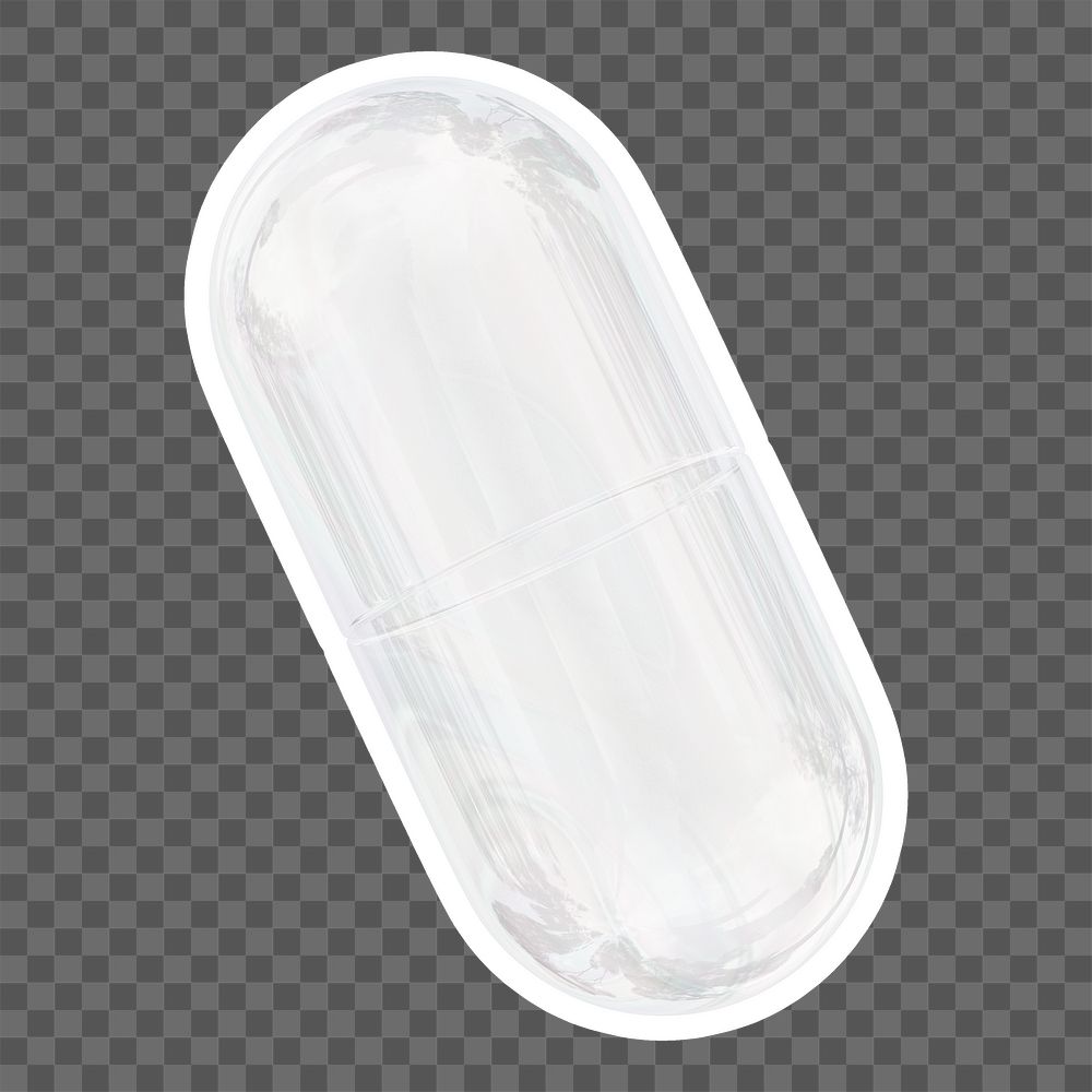 Capsule medicine  png sticker, crystal glass, transparent background