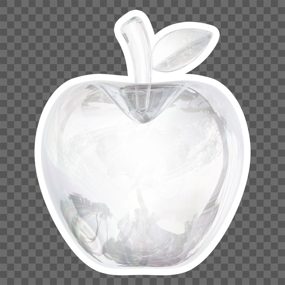 Apple   png sticker, crystal glass, transparent background