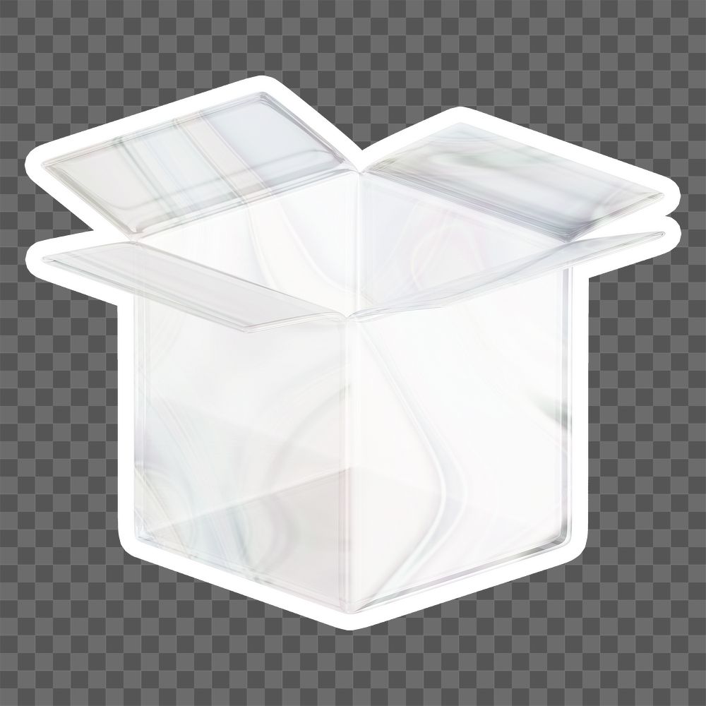 Open box  png sticker, crystal glass, transparent background