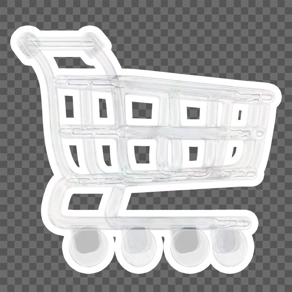 Shopping cart   png sticker, crystal glass, transparent background