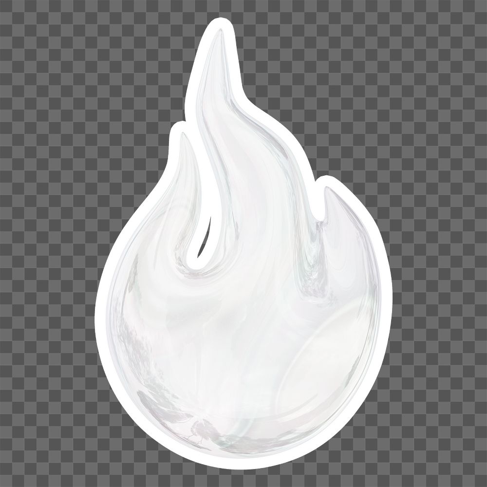 White flame  png sticker, crystal glass, transparent background