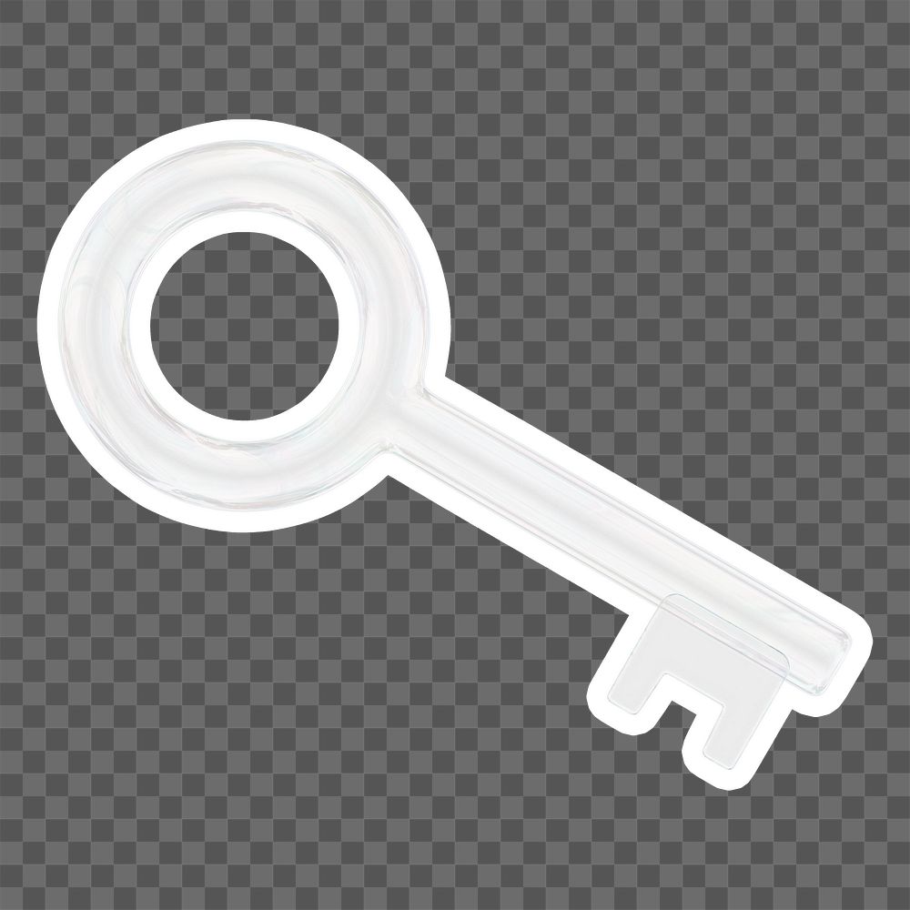 White key  png sticker, crystal glass, transparent background