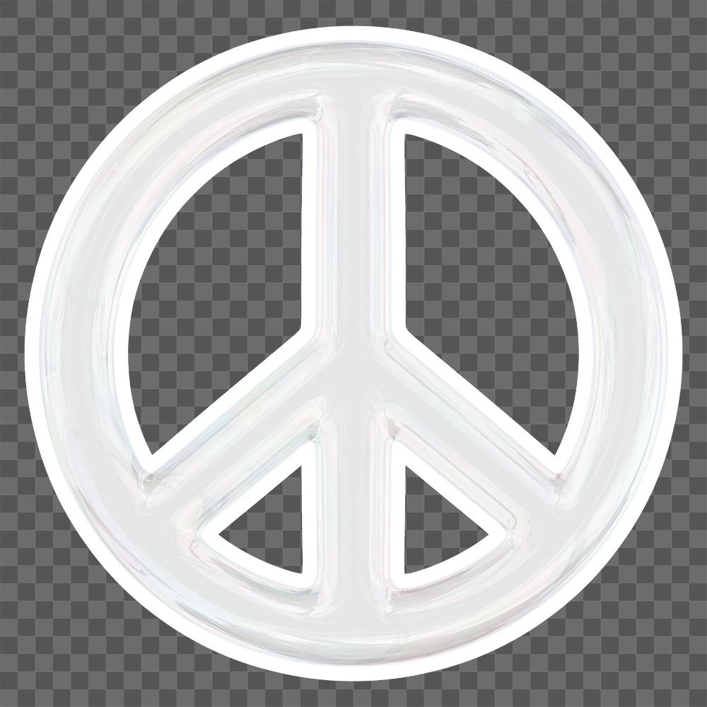 Peace symbol  png sticker, crystal glass, transparent background