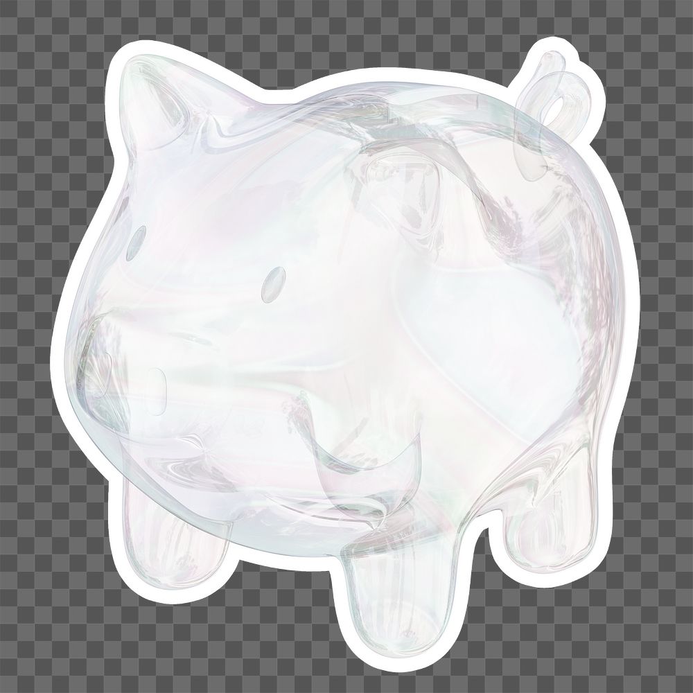 Piggy bank  png sticker, crystal glass, transparent background