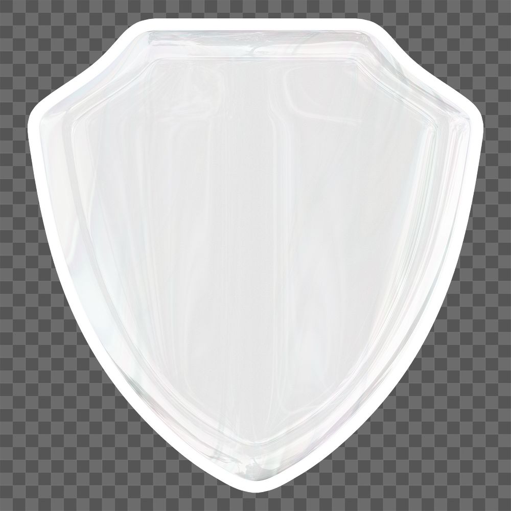 White shield  png sticker, crystal glass, transparent background