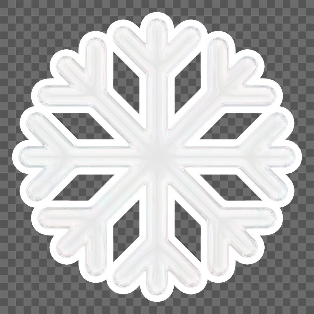 White snowflake  png sticker, crystal glass, transparent background