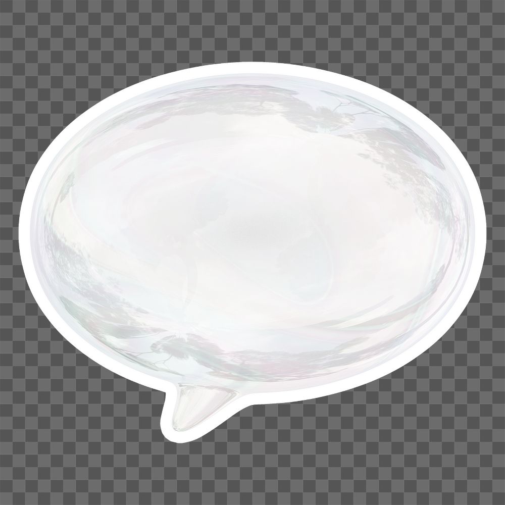 White speech bubble  png sticker, crystal glass, transparent background