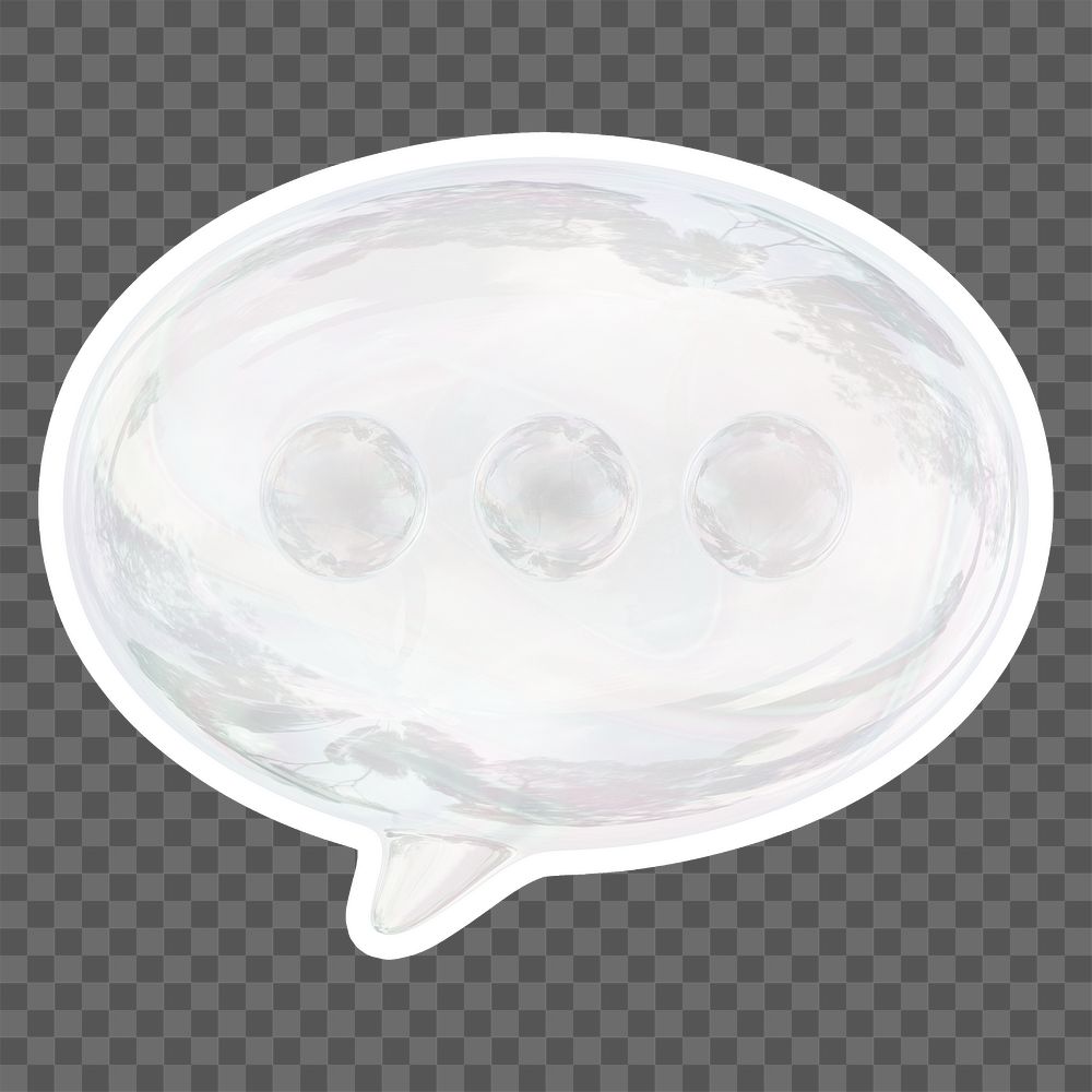 White speech bubble  png sticker, crystal glass, transparent background