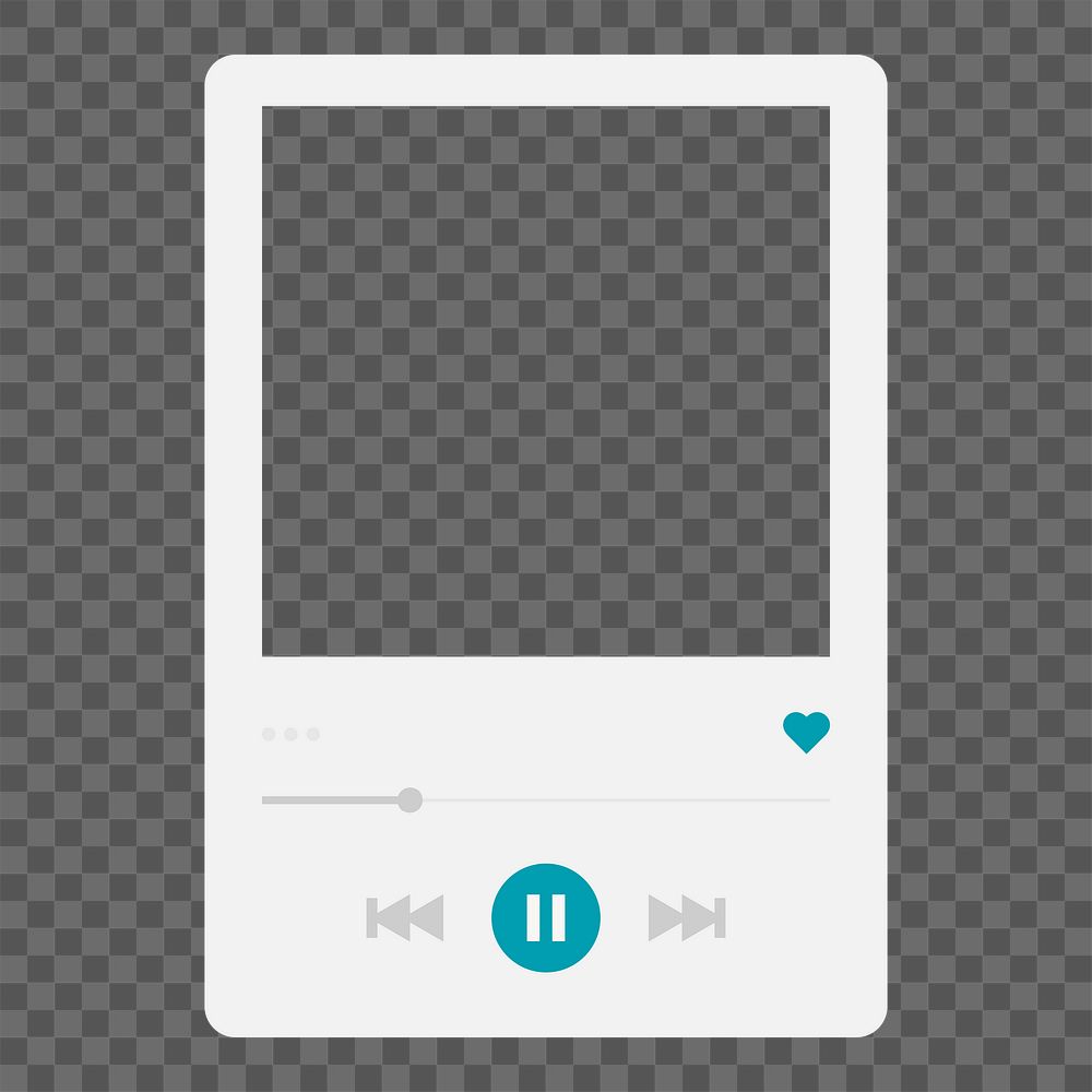 Png music player frame sticker, transparent background