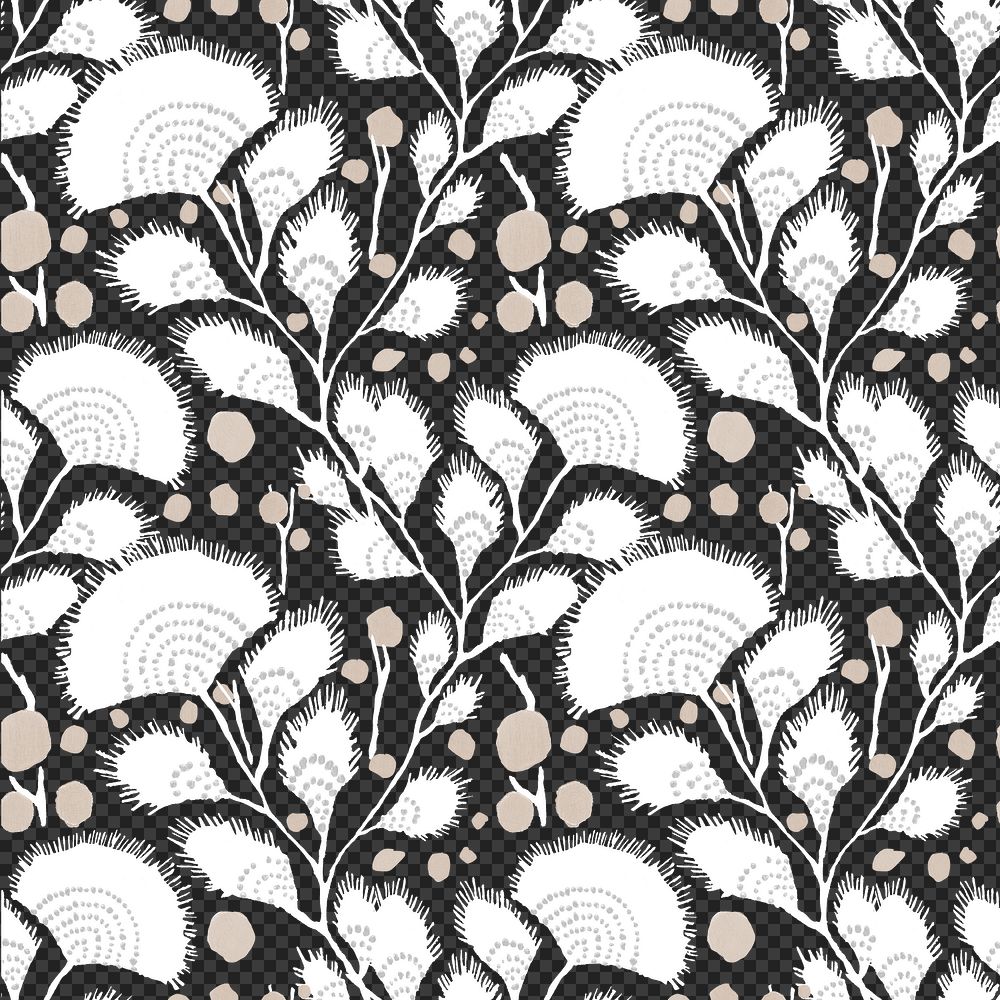Vintage floral png pattern, E. A. Séguy Art Nouveau transparent background, remixed by rawpixel