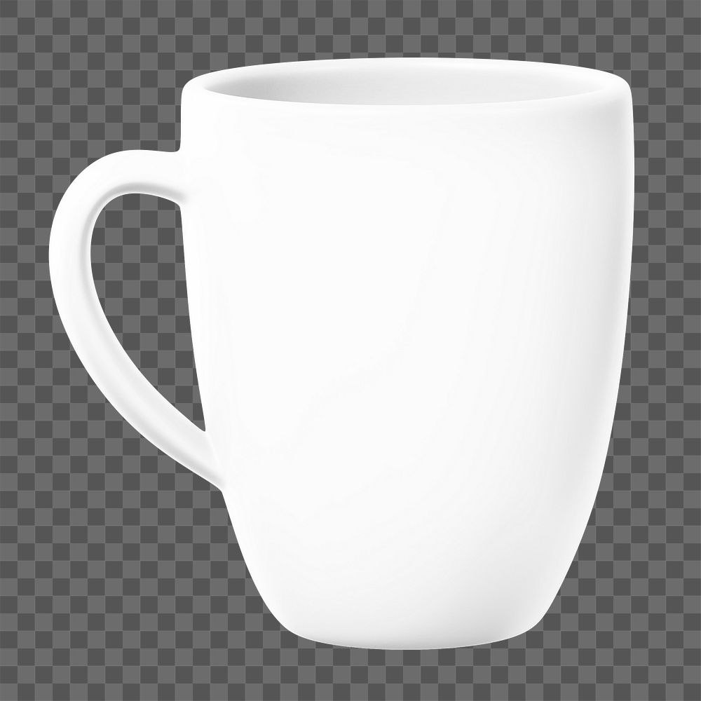 White coffee mug png sticker, transparent background