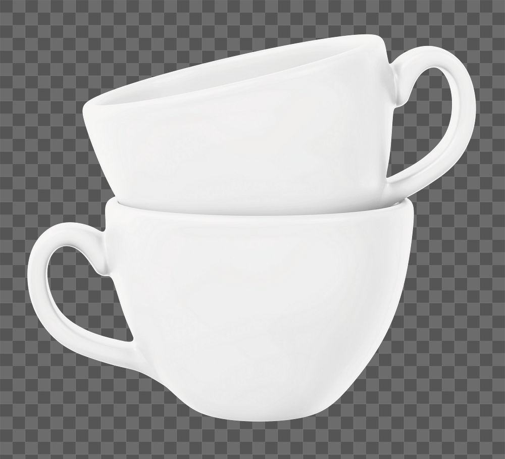 White coffee cups png sticker, transparent background