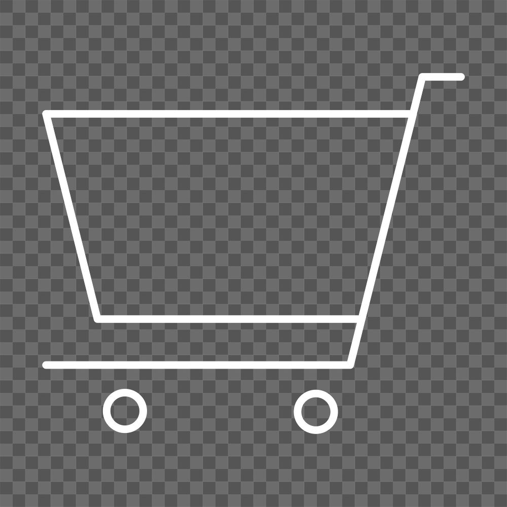 Shopping cart png sticker, thin line icon, transparent background