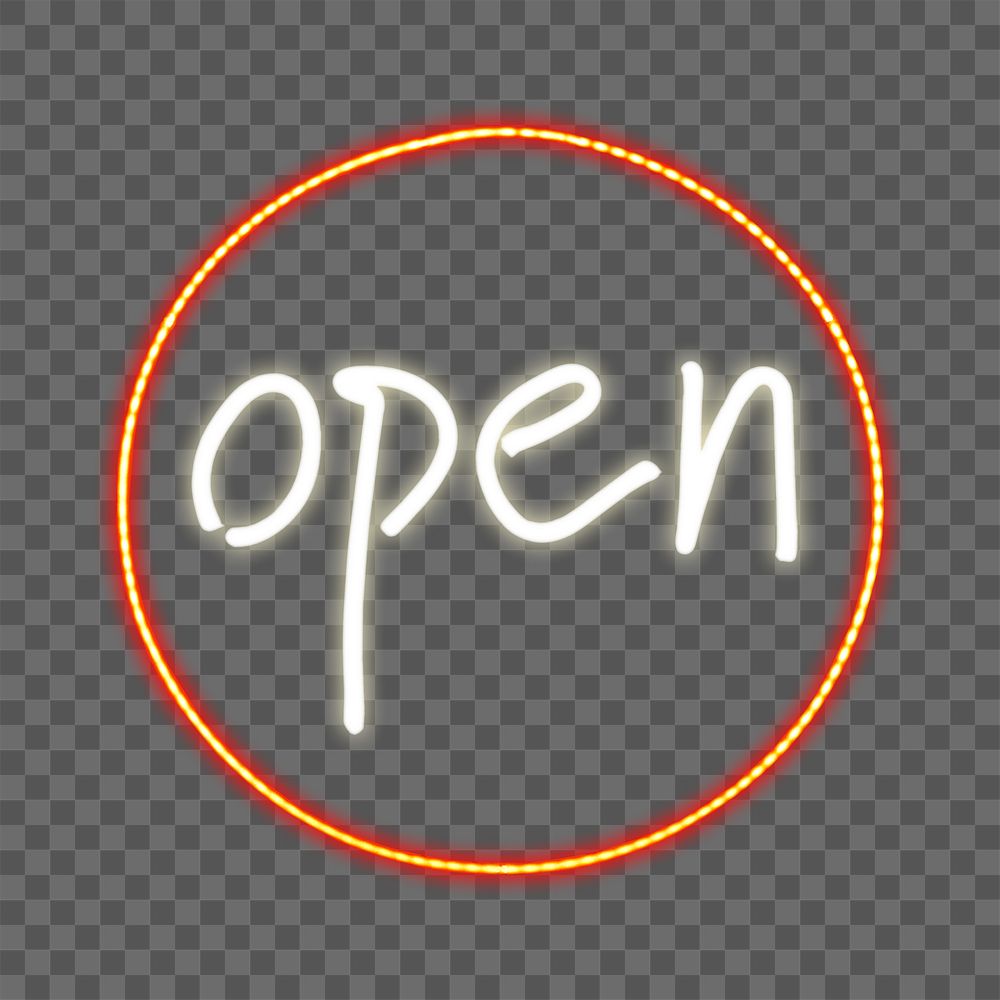 Neon open sign png sticker, transparent background