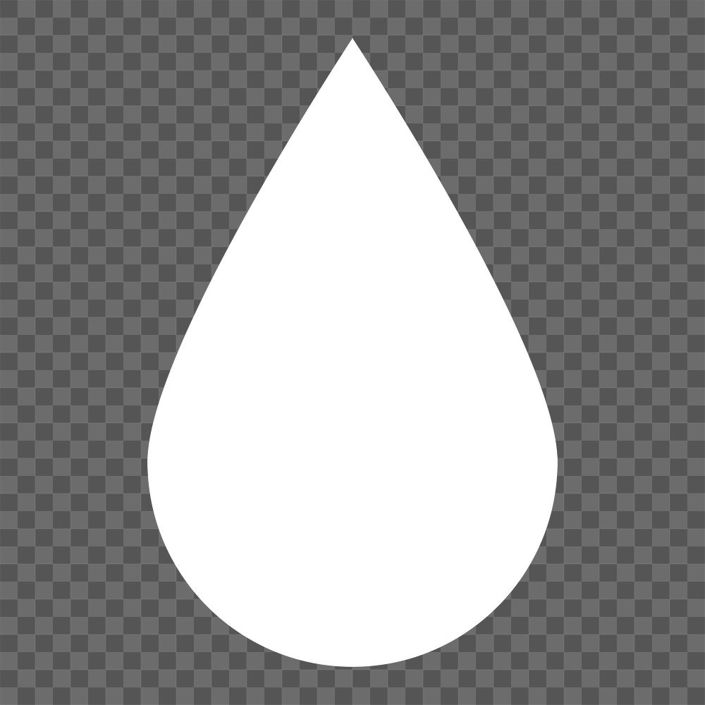 White droplet png solid icon sticker, transparent background