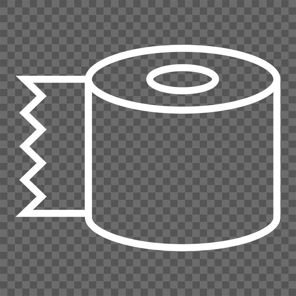 Toilet paper png sticker, line art graphic, transparent background