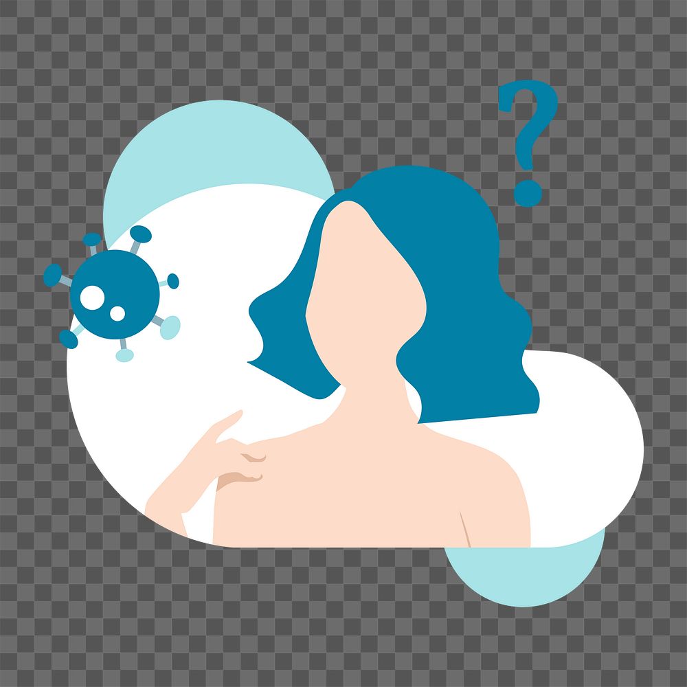 Covid-19 infected woman  png sticker, transparent background