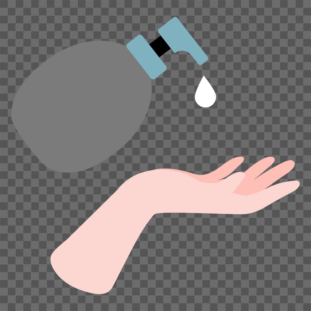 Covid-19 prevention png sticker, hand washing, transparent background