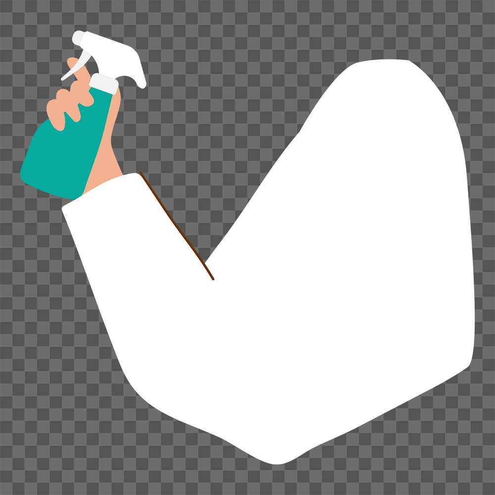 Png hand holding spray bottle sticker, transparent background