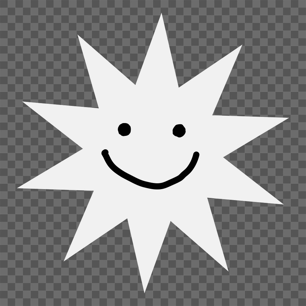 Smiling starburst png sticker, transparent background