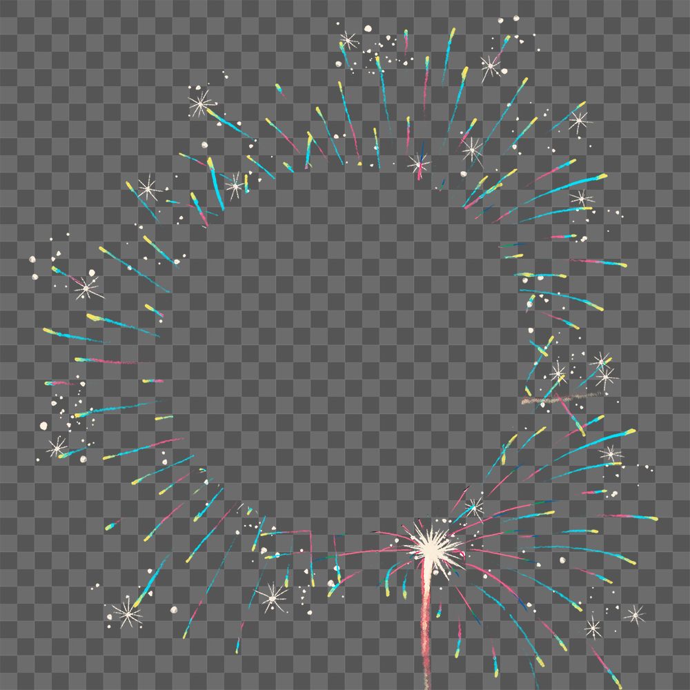 Fireworks frame png sticker, transparent background