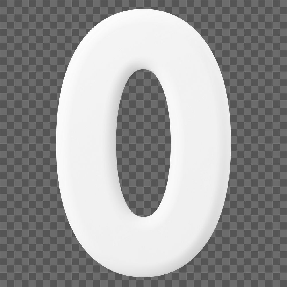 0 number png sticker, 3D rendering on transparent background