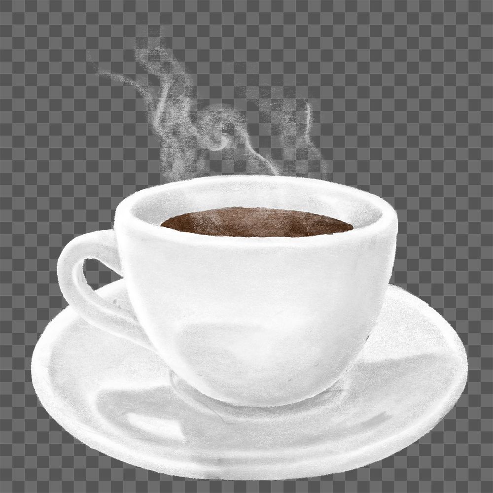 Espresso cup png sticker, hot coffee drink illustration, transparent background