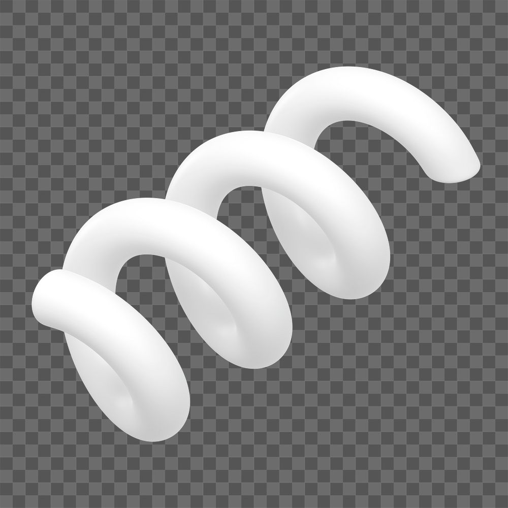 3D white spiral png clip art, transparent background 