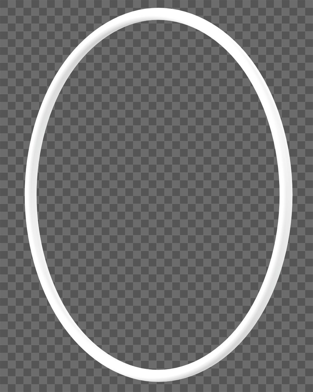 3D white ring png, oval shape, geometric clipart, transparent background