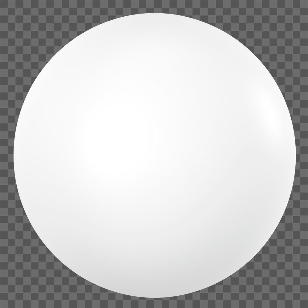 3D white sphere png geometric clipart, transparent background