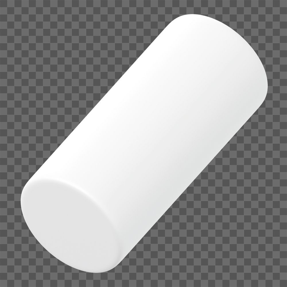 3D white cylinder png geometric clipart, transparent background