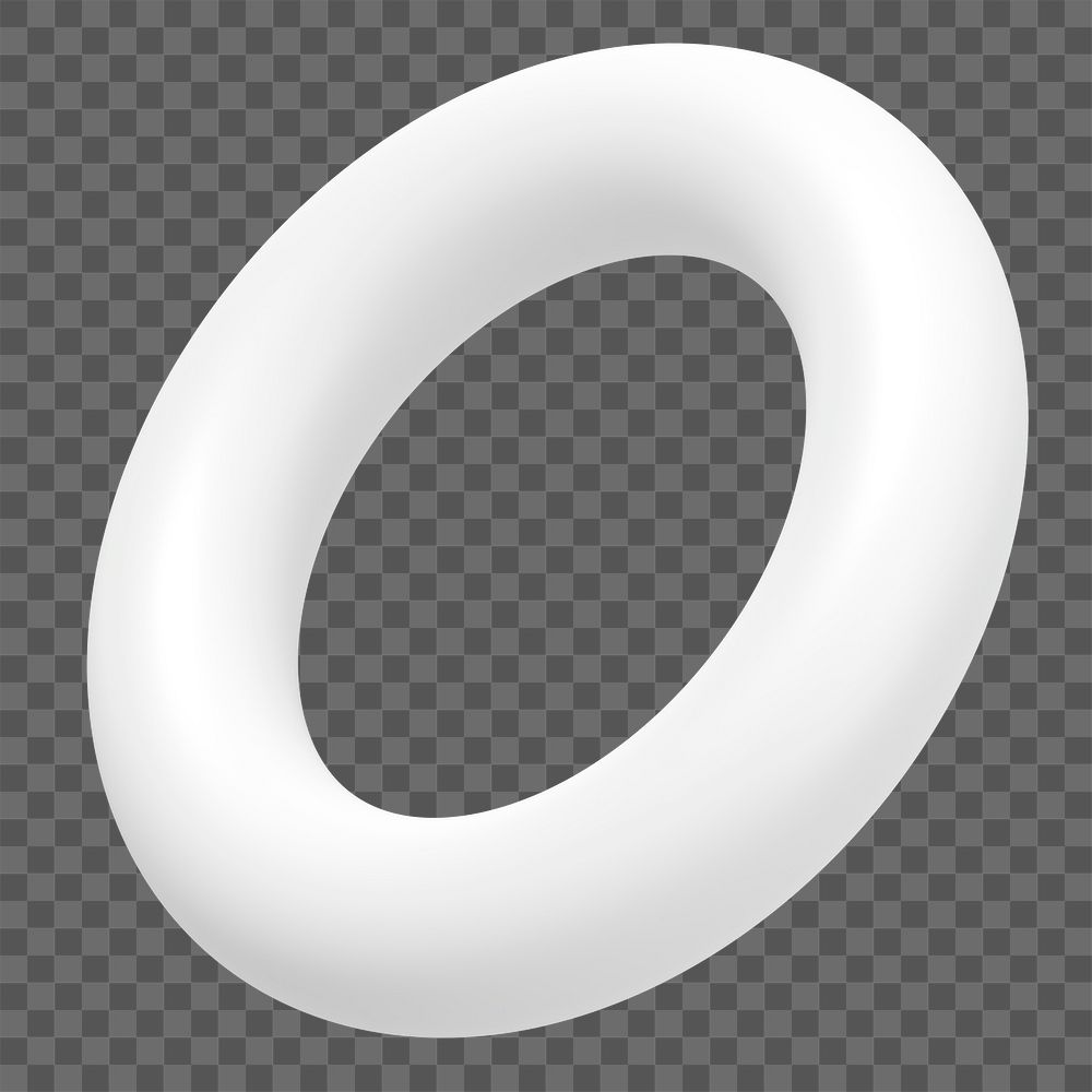 3D torus ring png white shape sticker, transparent background