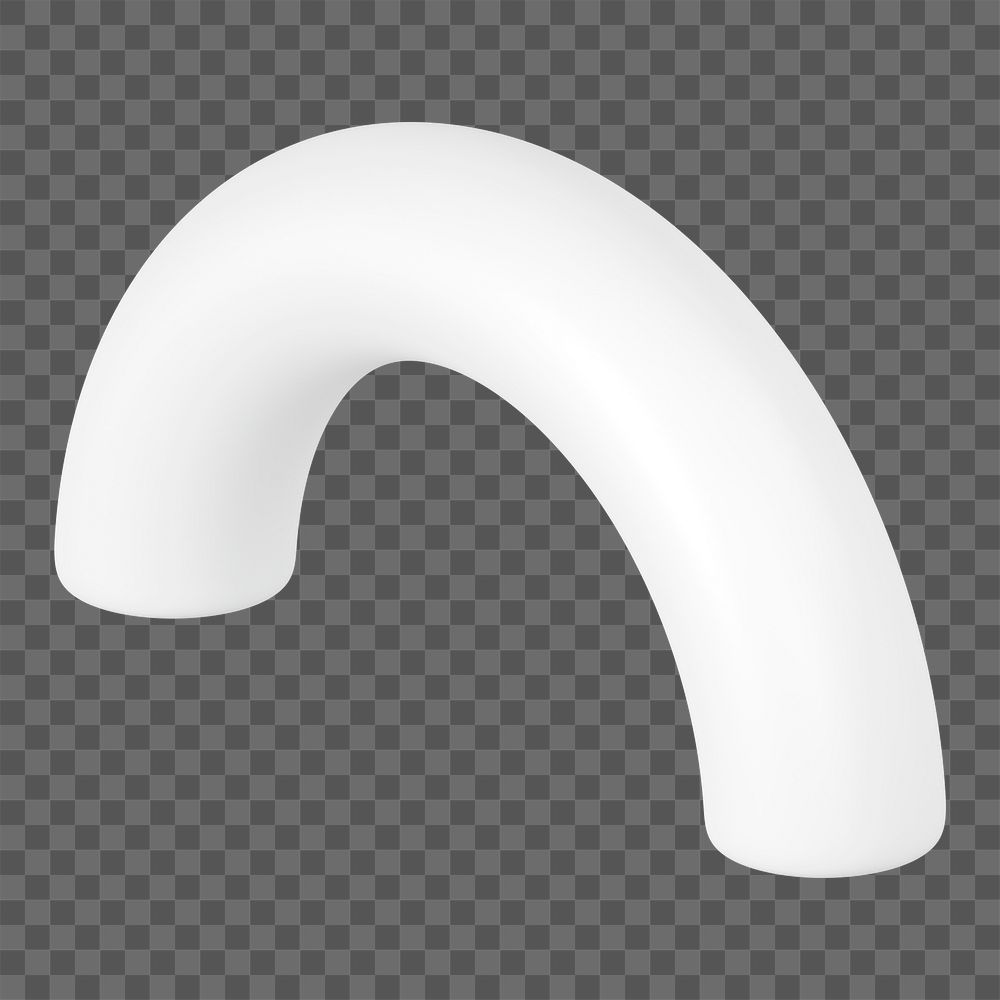 Png 3D white half torus clip art, transparent background