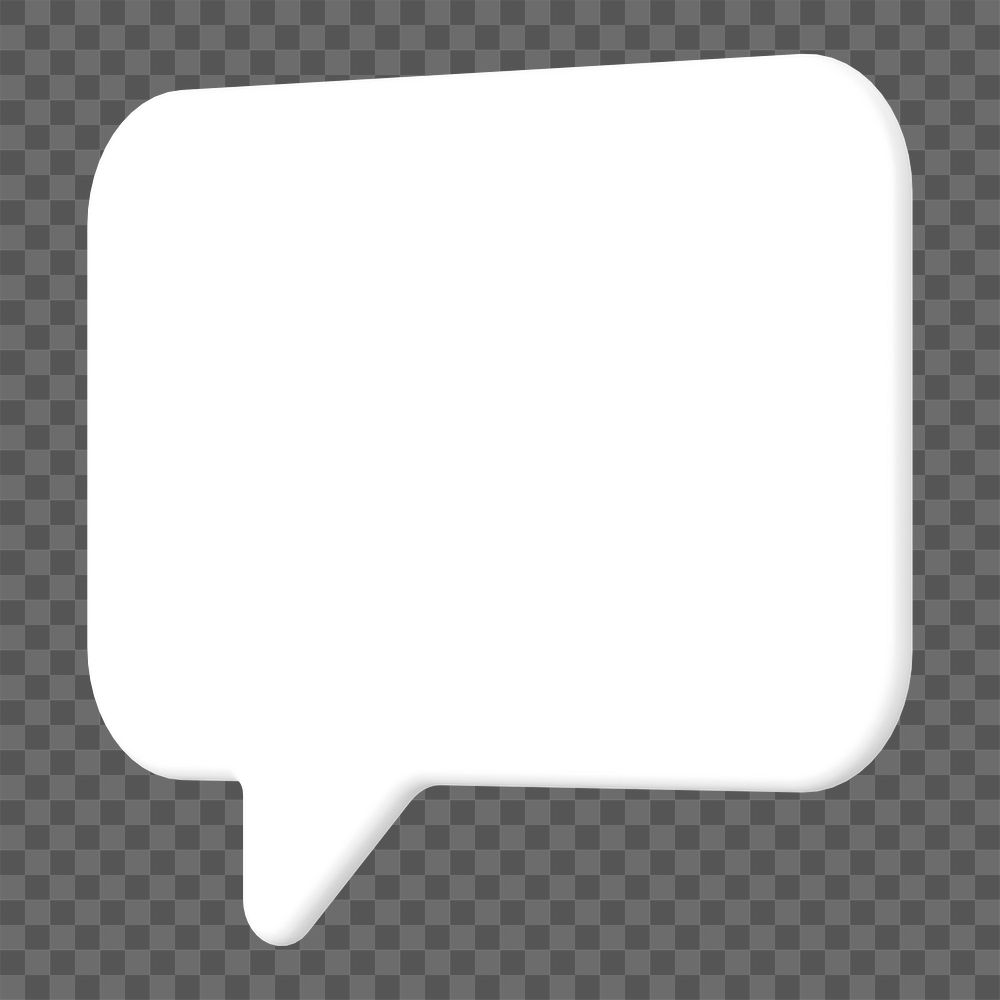 PNG 3D white speech bubble, communication clipart, transparent background