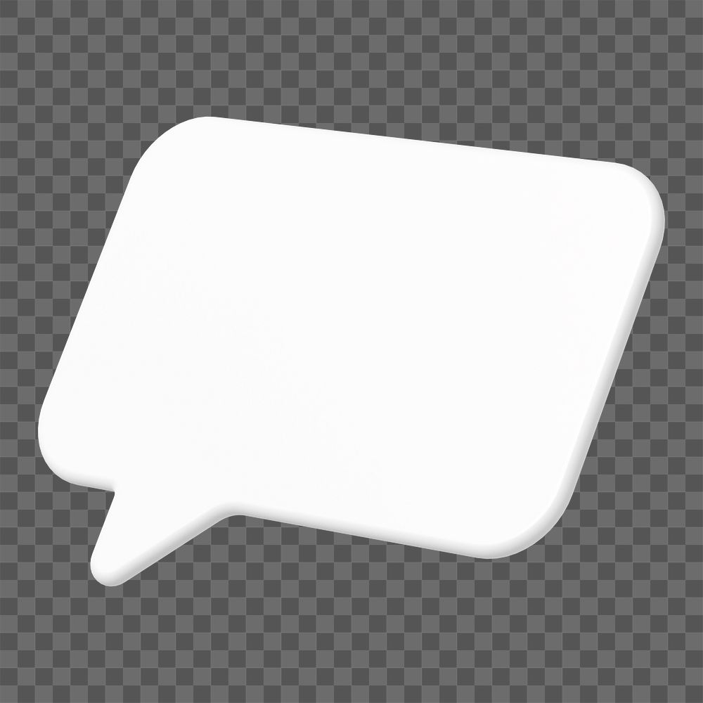 PNG 3D white speech bubble, communication clipart, transparent background