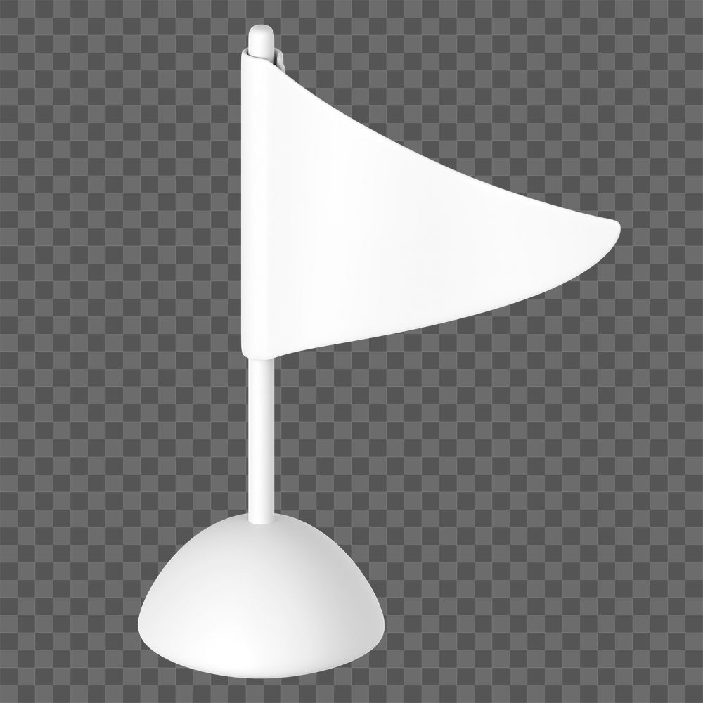 White flag png icon sticker, 3D business illustration, transparent background 