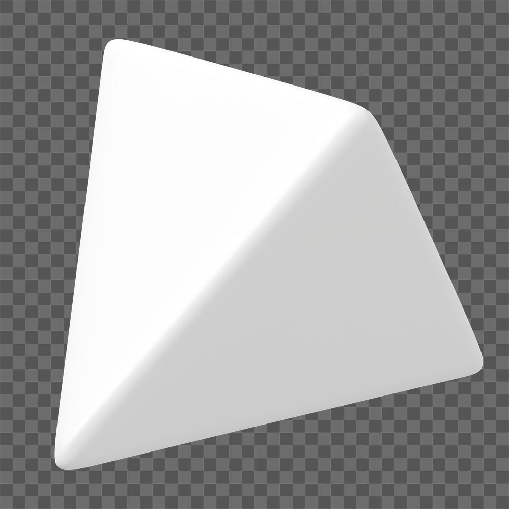 3D white pyramid png, geometric shape clipart, transparent background