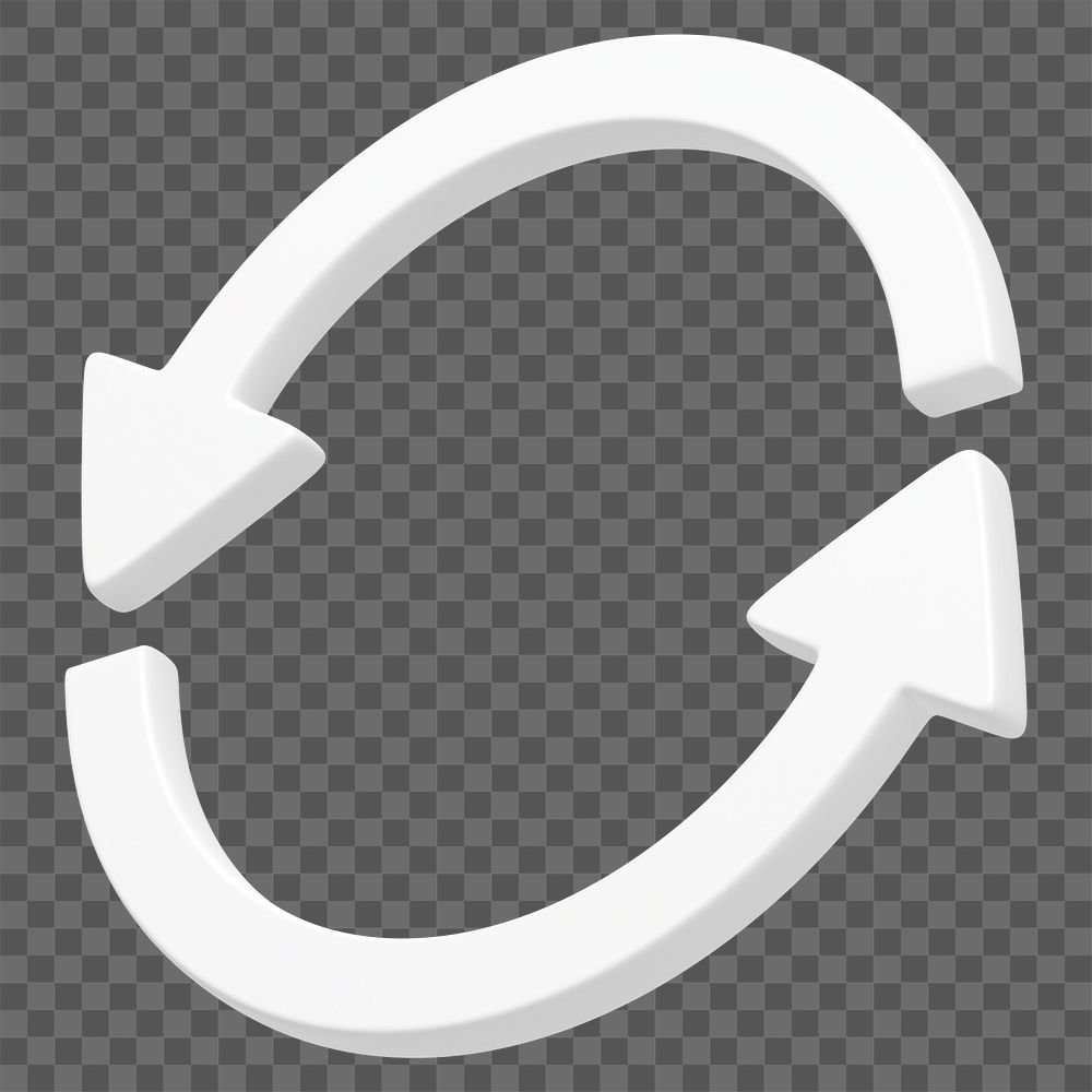Minimal refresh symbol png 3D sticker, transparent background 