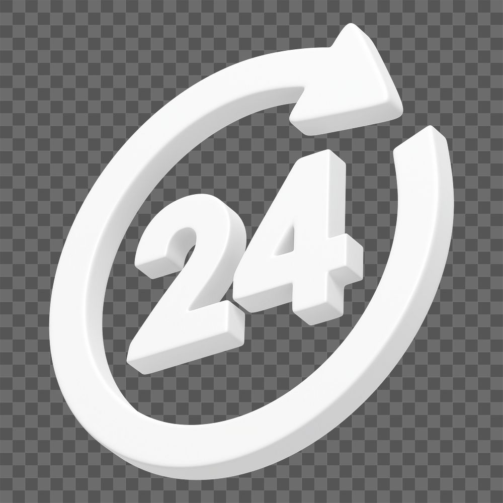 Open 24 sign png 3D sticker, transparent background 